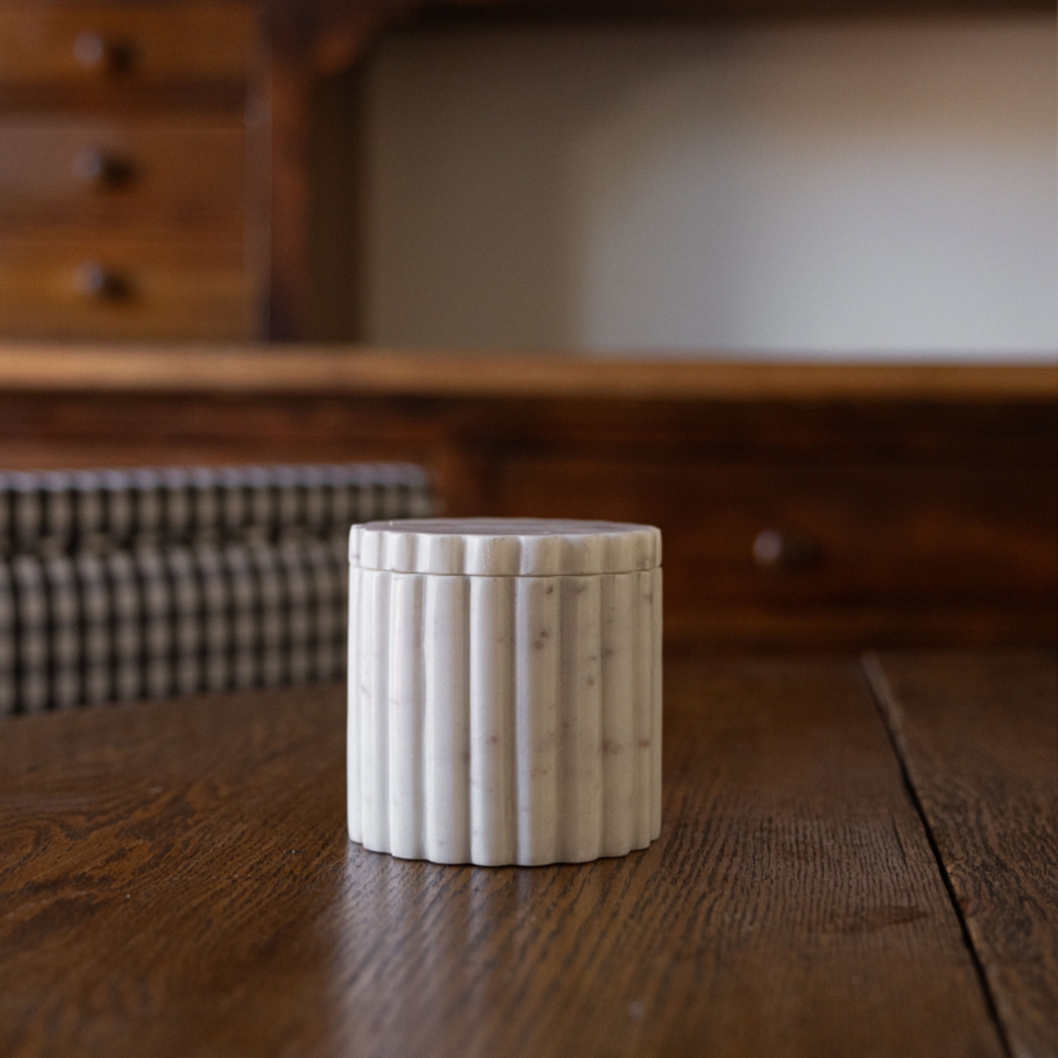 White Marble Fluted Jar