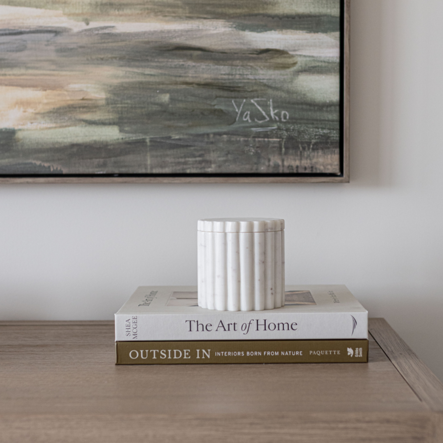 White Marble Fluted Jar