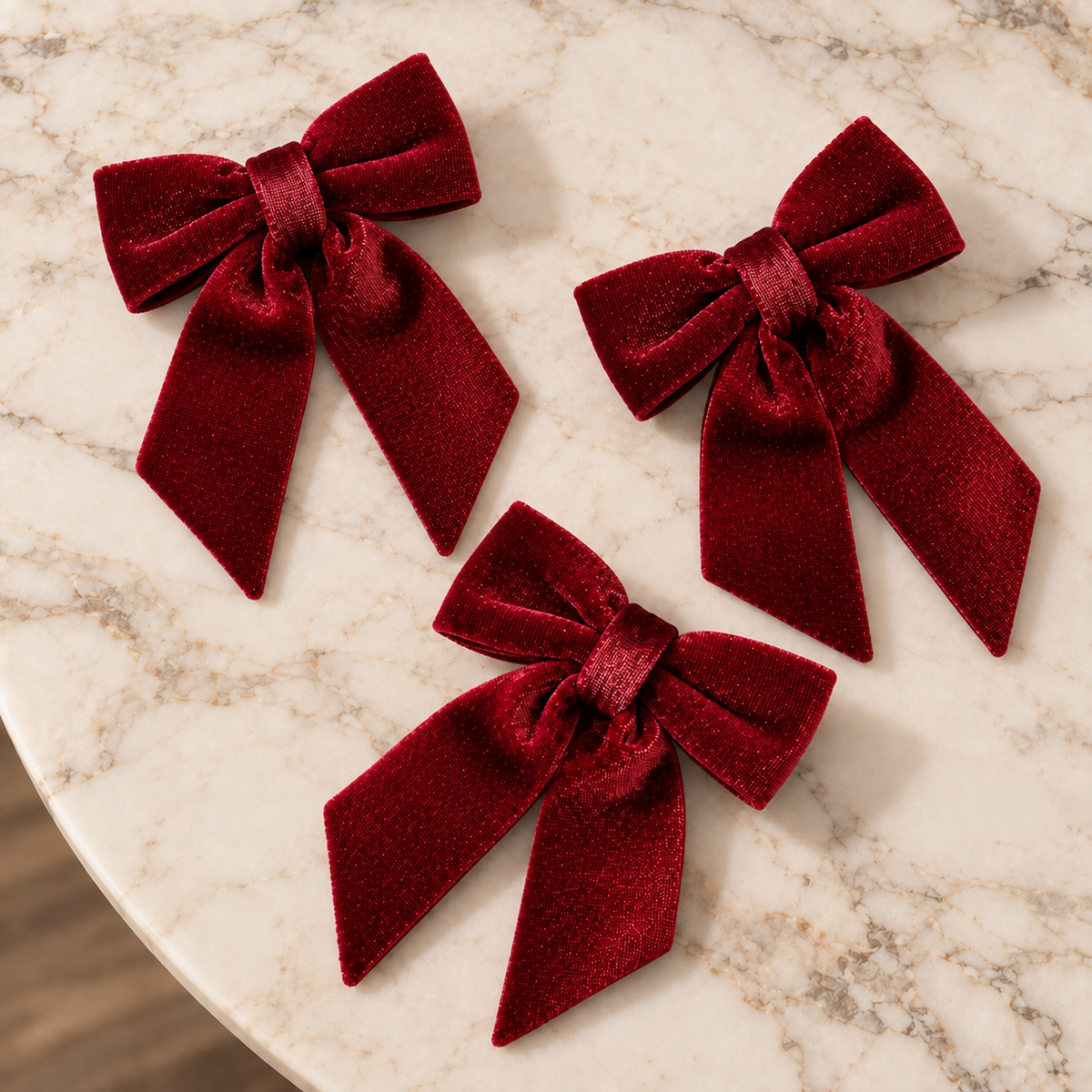 Mini Berry Velvet Bow (Set of 3)