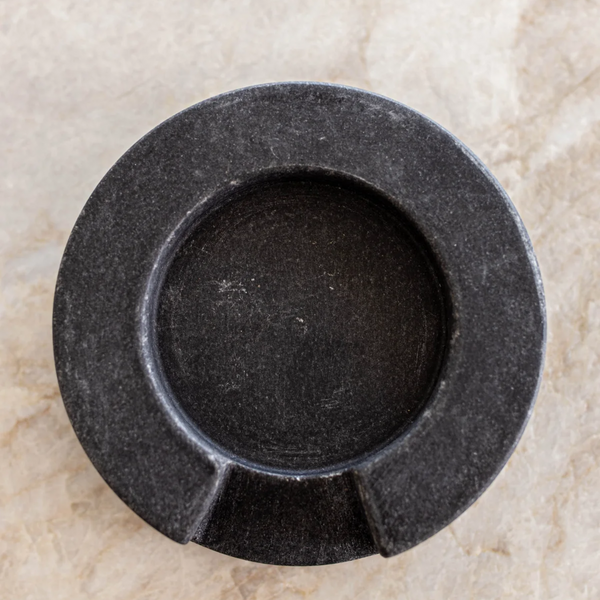 Round Charcoal Marble Spoon Rest
