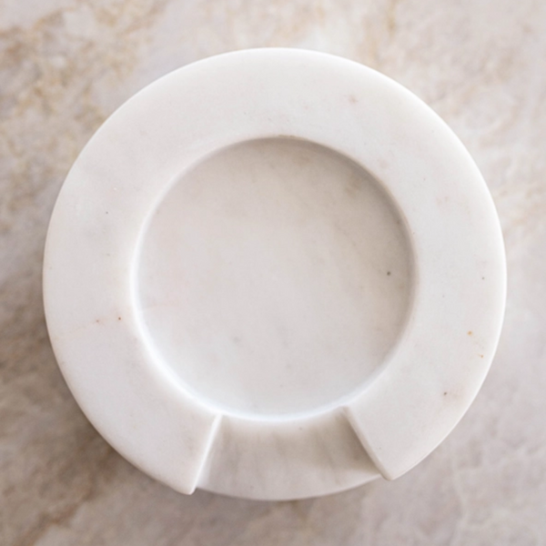 Round White Marble Spoon Rest