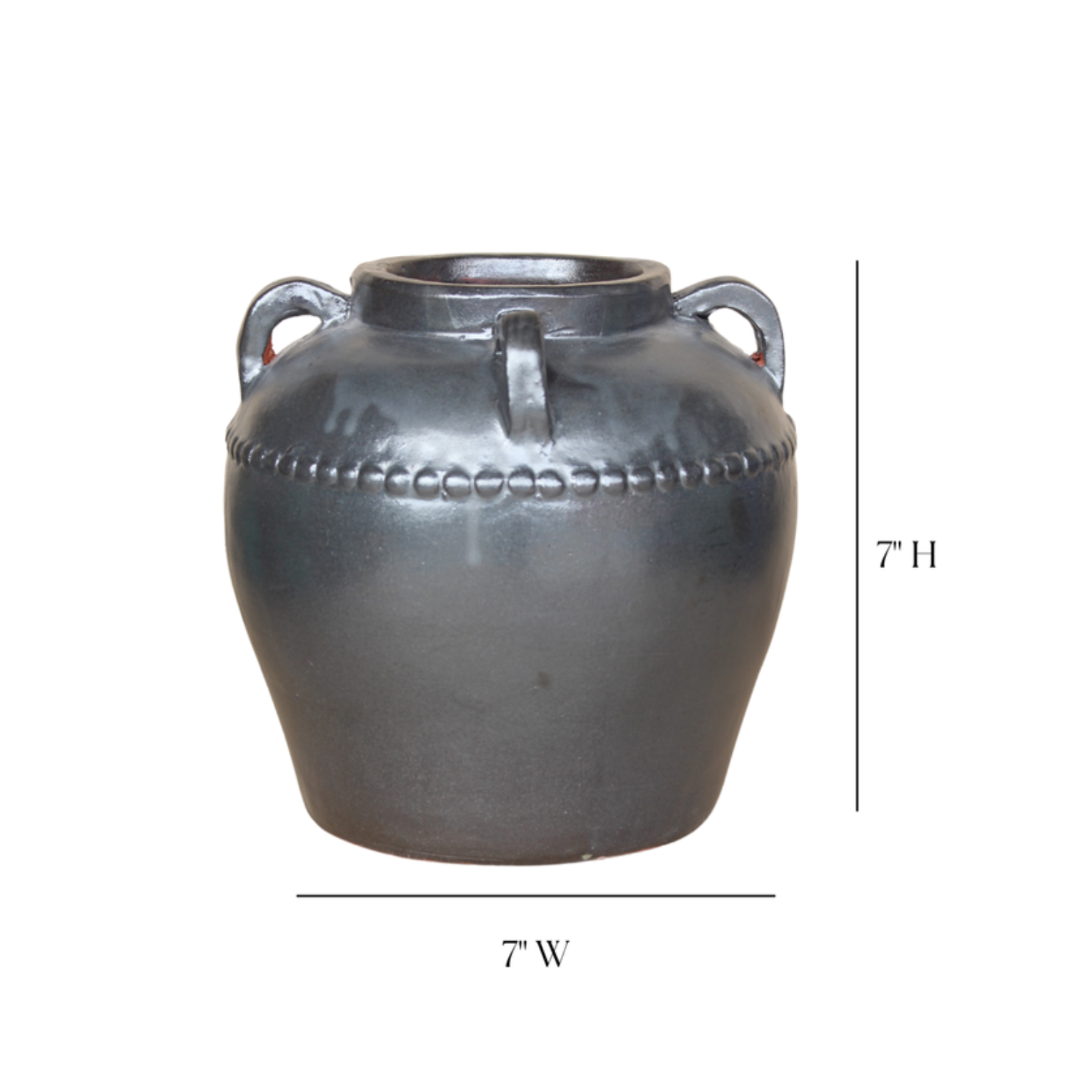 Gaspe Glazed Vase W/Handles- Charcoal