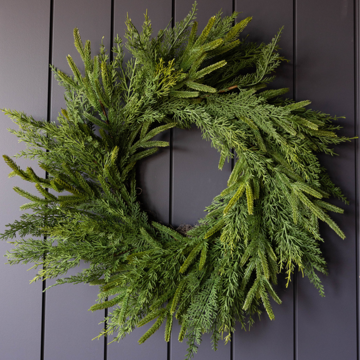 Artificial Norfolk & Cypress In/Out Real Touch 24" Wreath