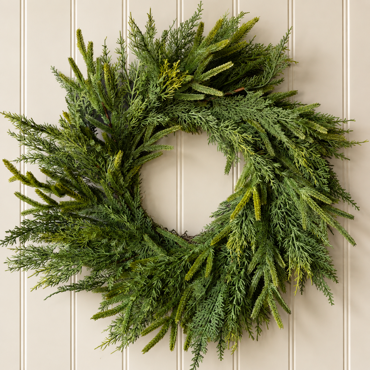 Artificial Norfolk & Cypress In/Out Real Touch 24" Wreath