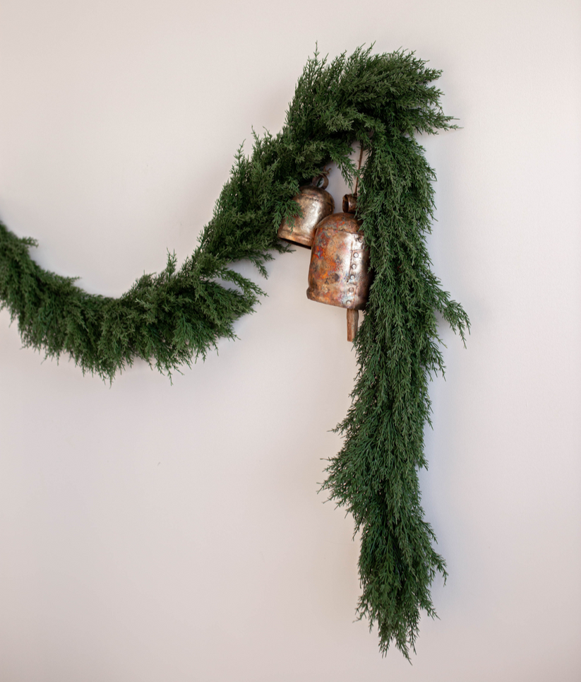 Real Touch 9ft Cypress Garland and Bow Set - Berry Red (7 Pieces)