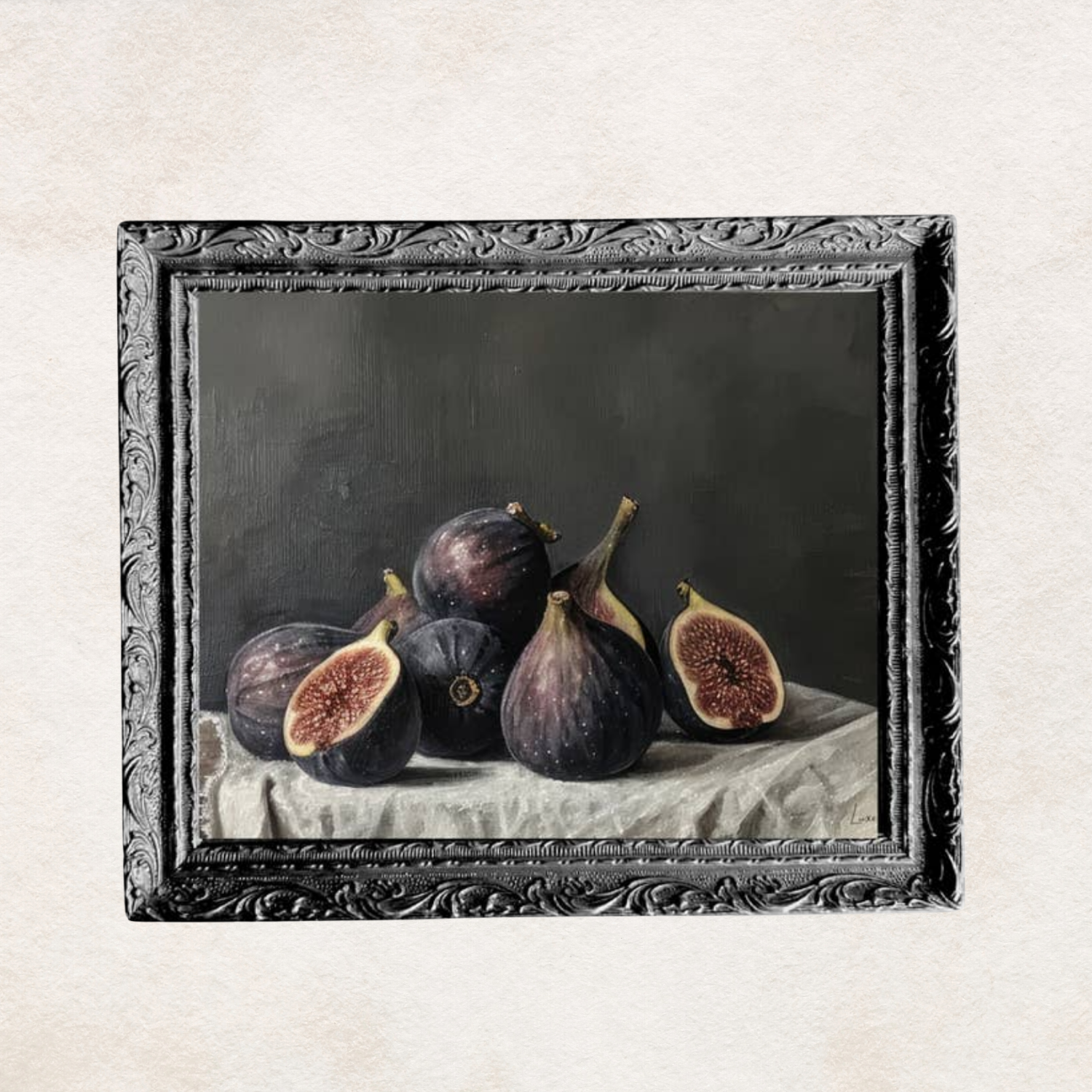 Still Life Fig Harvest French Black Framed Art