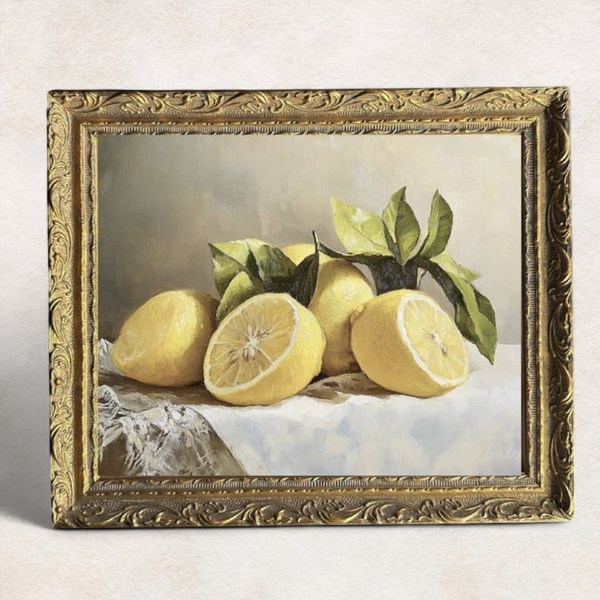 Still Life Soft Citrus French Brass Framed Wall Art