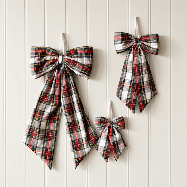 Festive Plaid Fabric Bows