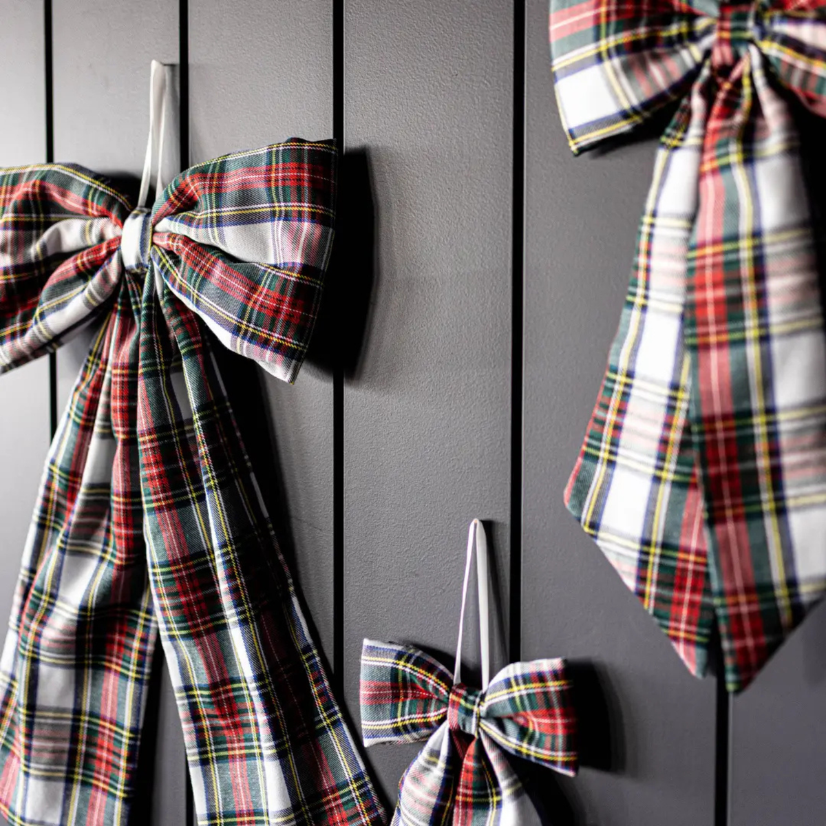 Festive Plaid Fabric Bows