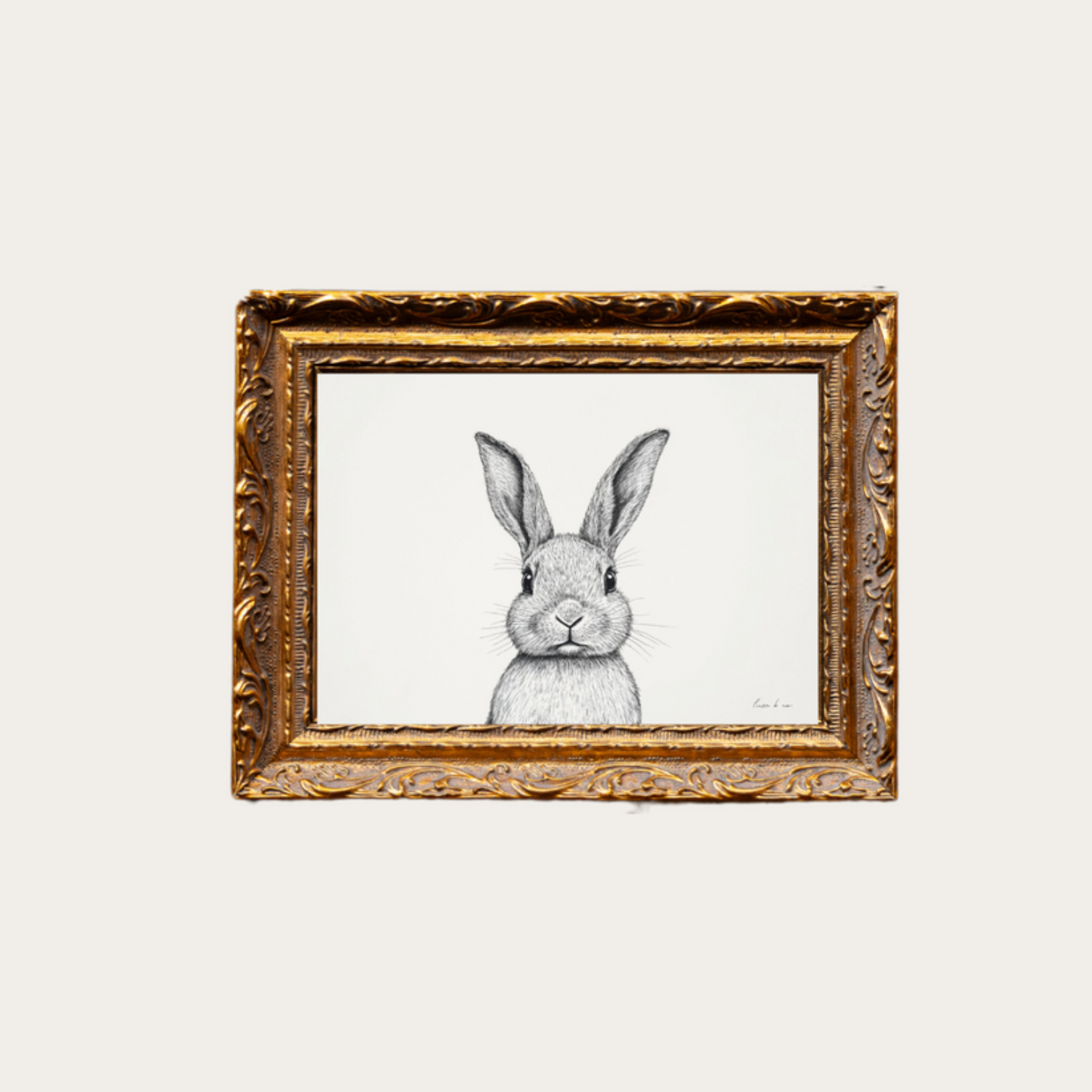 Still Life Hare French Brass Framed Wall Art