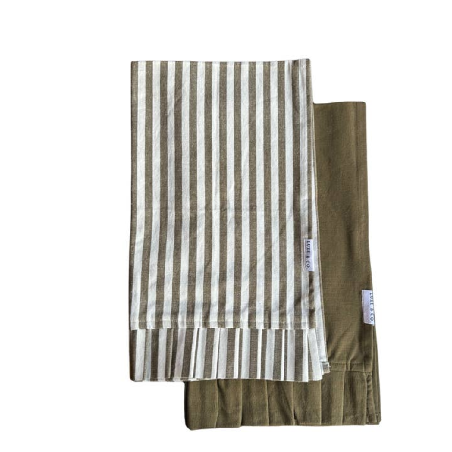 Ruffles Cotton Kitchen Dish Towels (Set of 2) - Olive Stripes