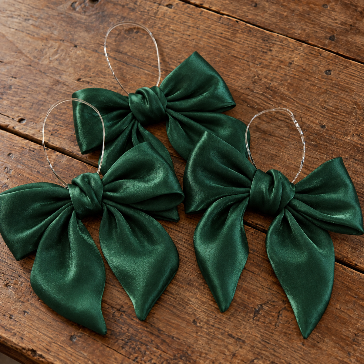 Gauze Emerald Bow (Set of 3)