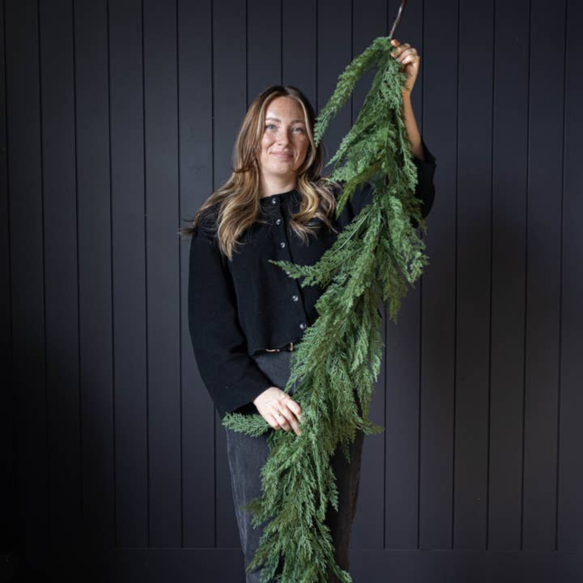 Artificial 6ft Pre-Lit Real Touch Cypress Green Garland
