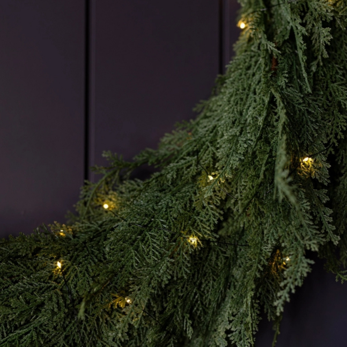 Artificial 6ft Pre-Lit Real Touch Cypress Green Garland