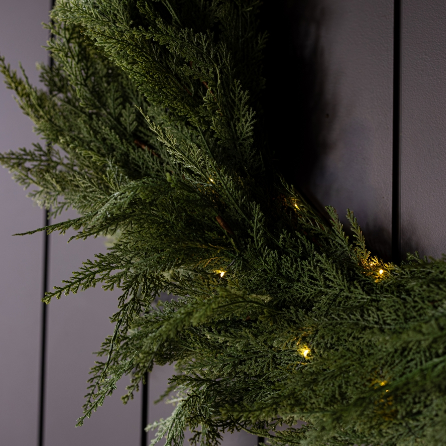 Pre-Lit Real Touch 6ft Cypress Green Garland & Bow Set - Hot Cocoa Brown (5 Pieces)