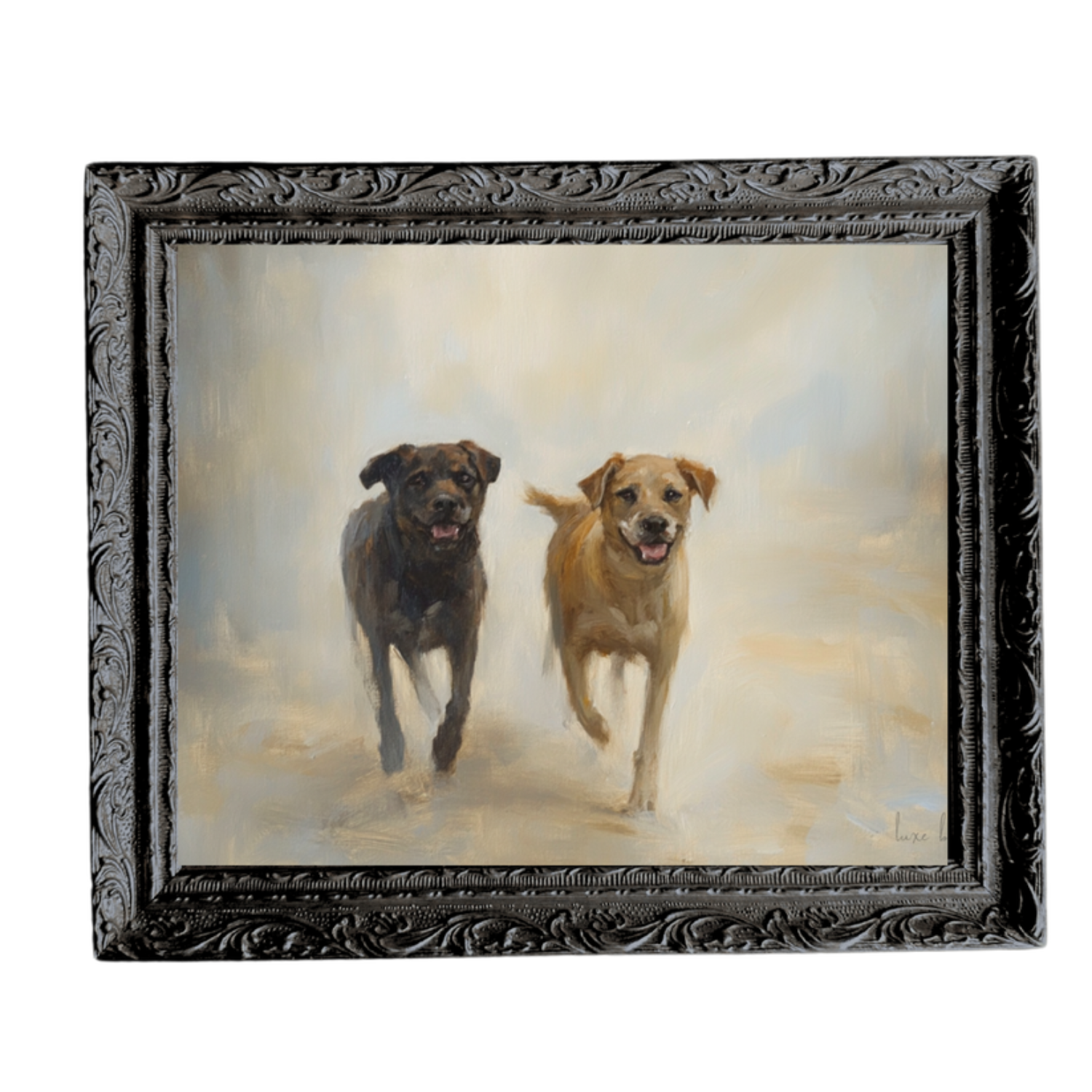 Canine Companions French Black Framed Wall Art