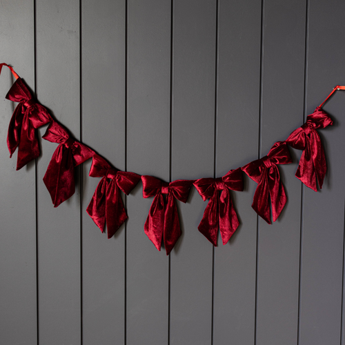 Luxe Red Velvet Bow Garland