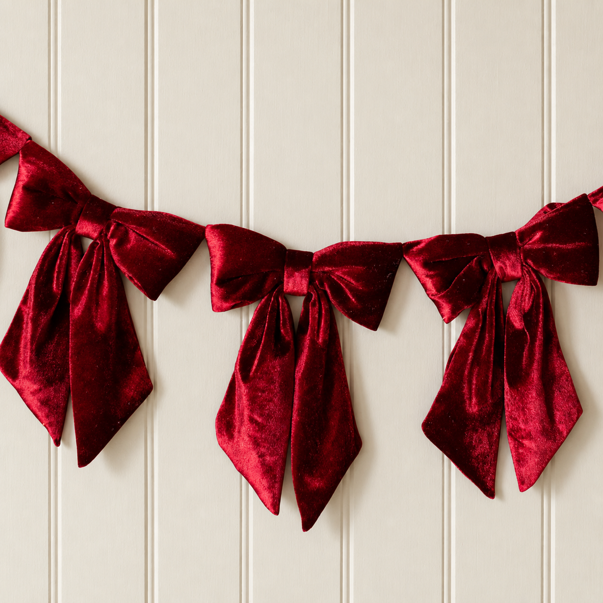 Berry Red Velvet Bow Garland