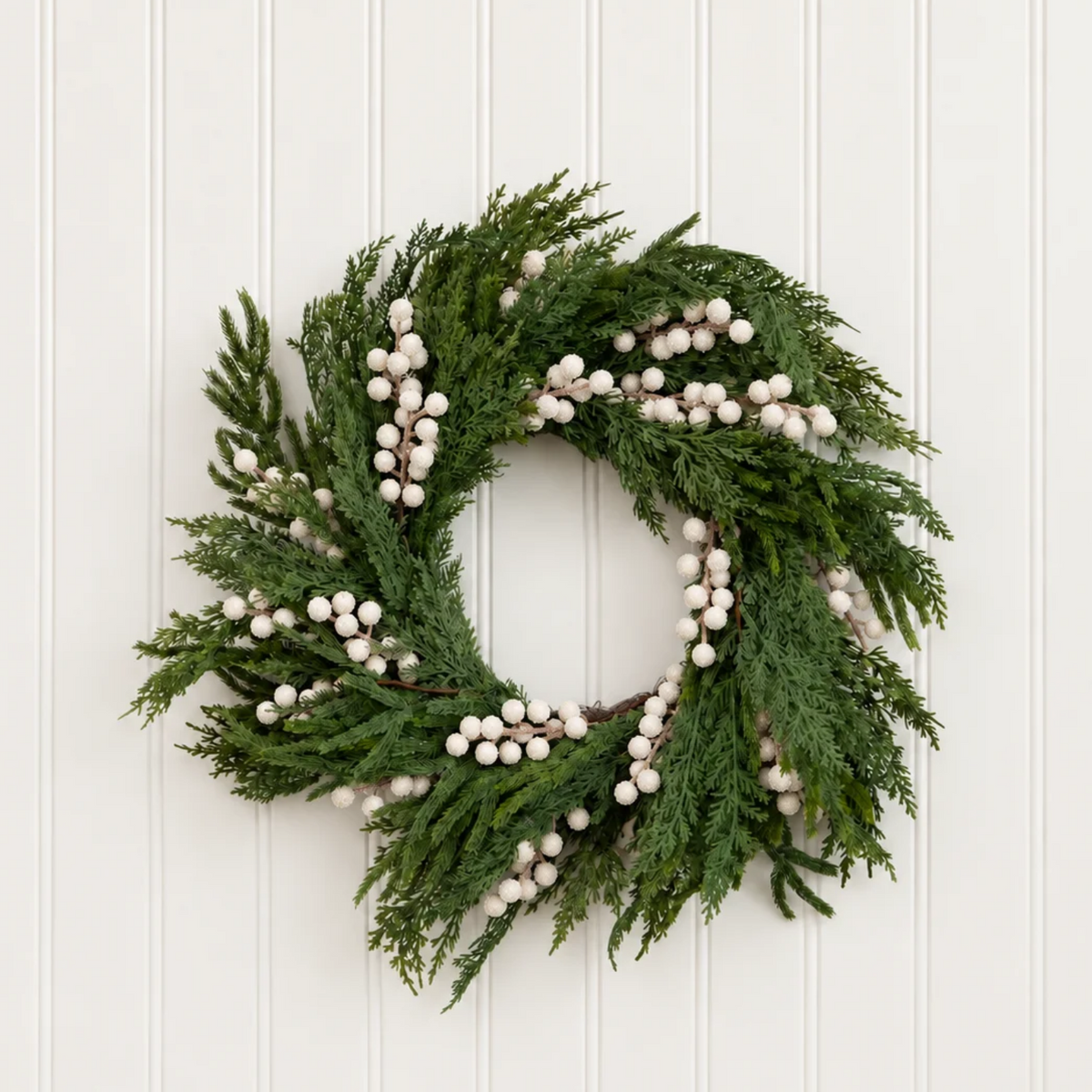 Artificial Real Touch Norfolk Cypress & Frosted White Berry Wreath