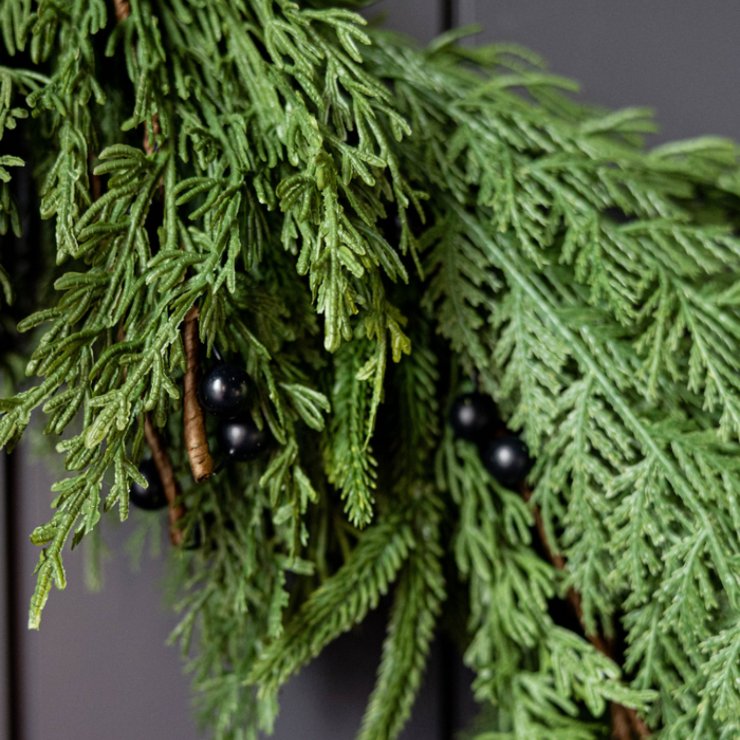 Artificial 15ft Real Touch Norfolk Cypress & Berry Garland