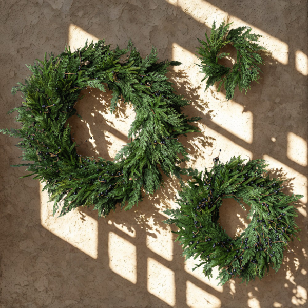 Artificial Real Touch Norfolk Cypress & Navy Berry Wreath