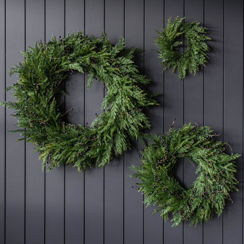 Artificial Real Touch Norfolk Cypress & Navy Berry Wreath