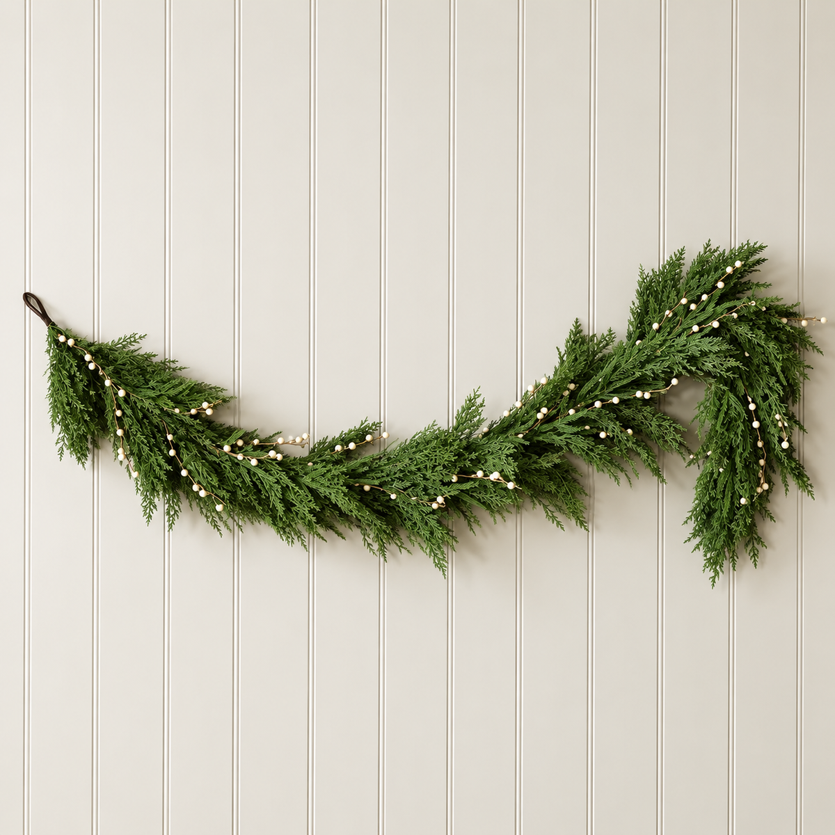 Artificial 6ft Real Touch Norfolk Cypress & White Berry Garland