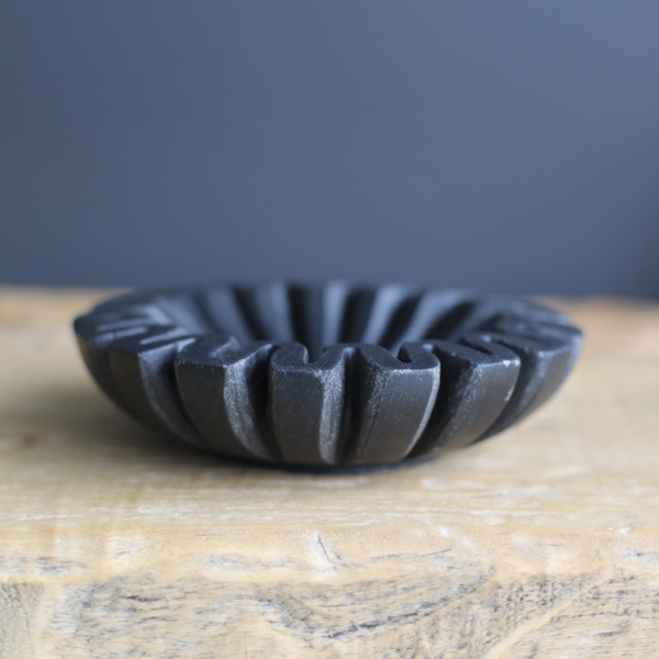 Scalloped Black Bowl