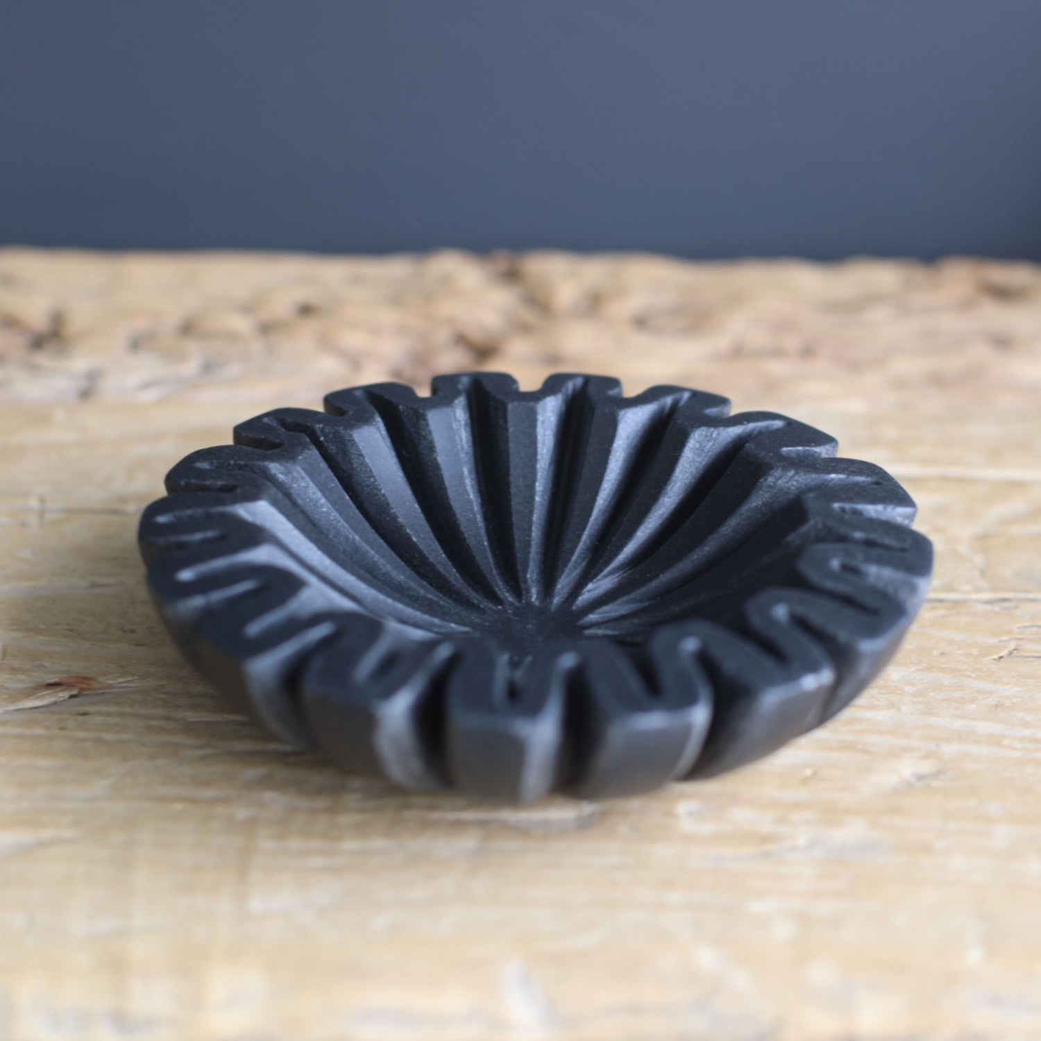 Scalloped Black Bowl