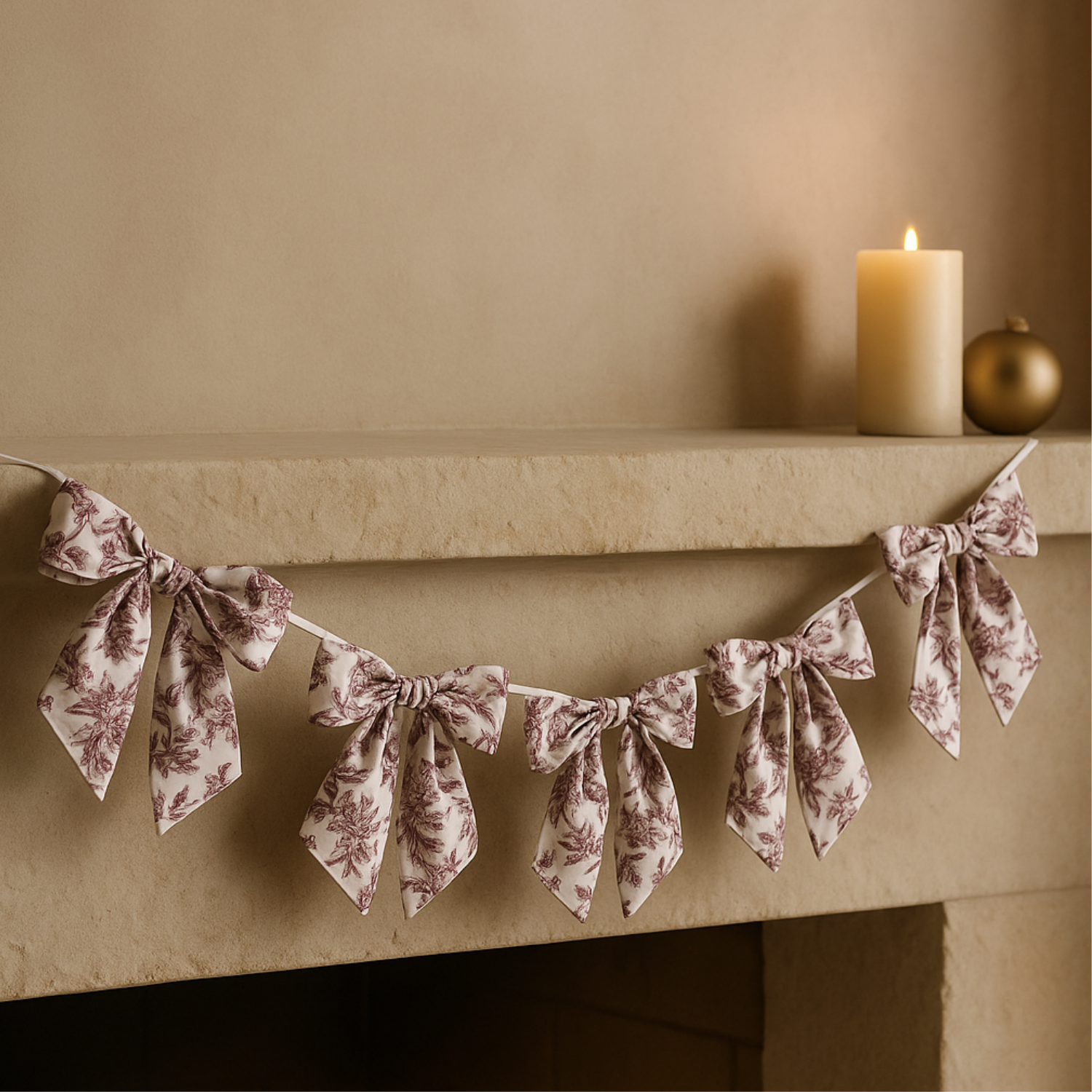 Burgundy Fleur Cotton Bow Garland