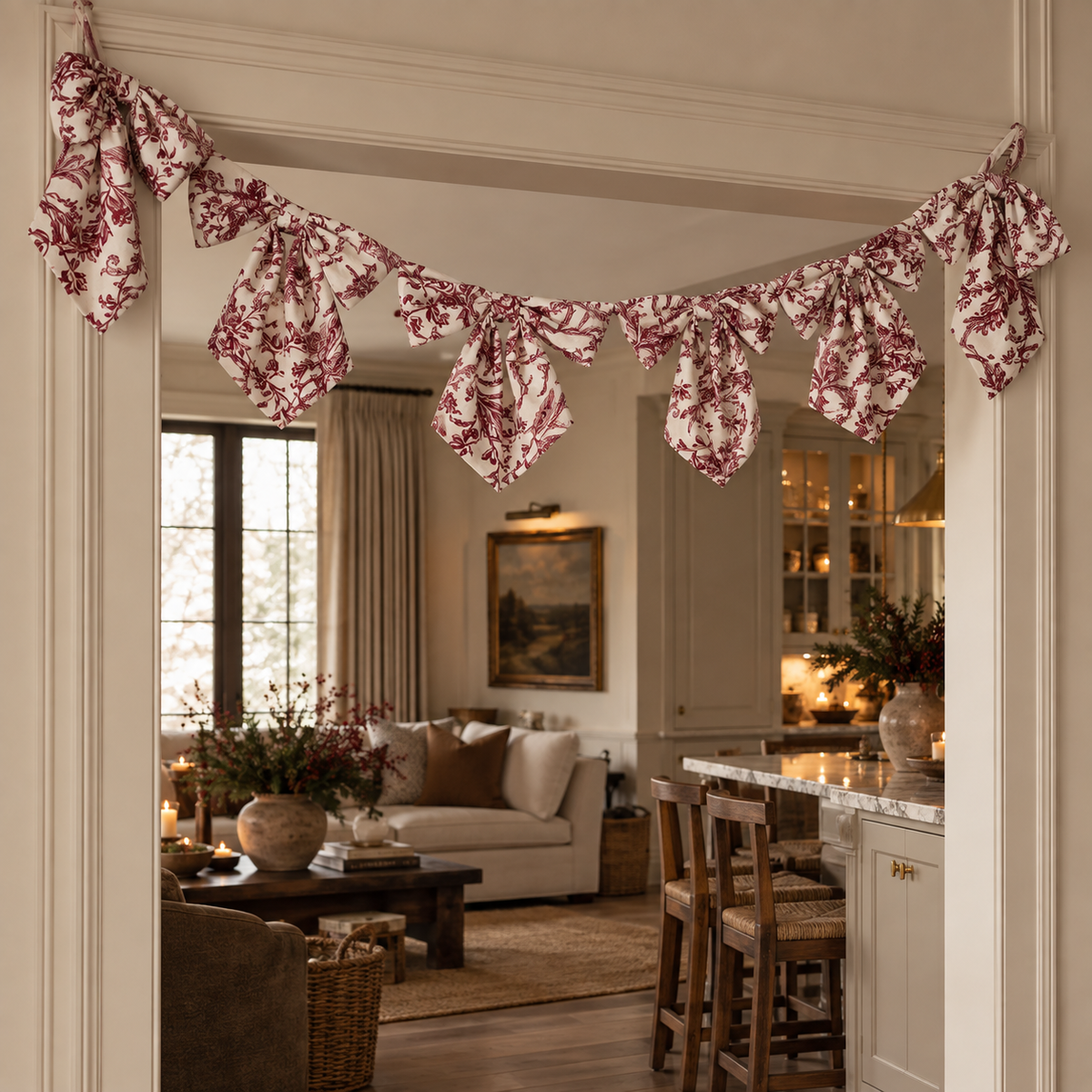 Burgundy Fleur Cotton Bow Garland