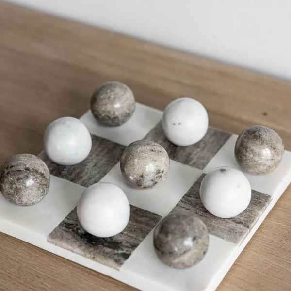 Marble Tic-Tac-Toe - Beige/ White
