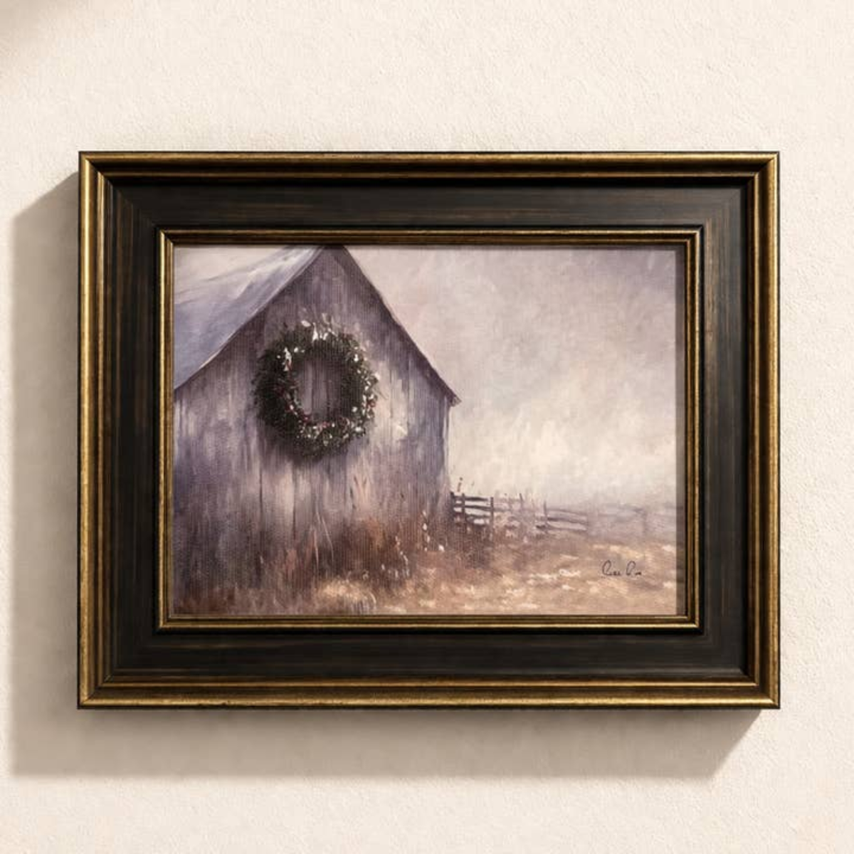 Countryside Christmas Barn Framed Wall Art