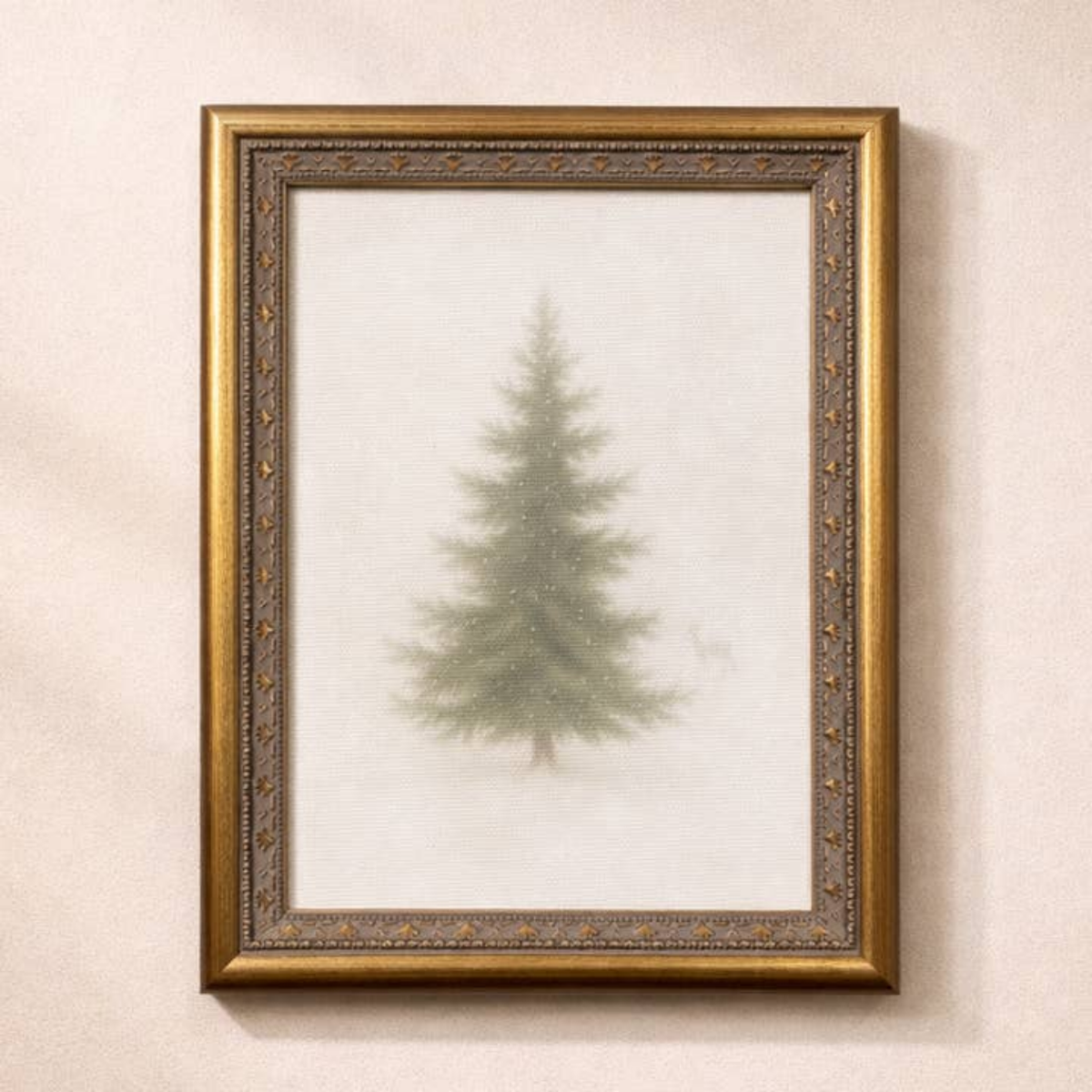 Frosty Pine Antique Brass Framed Wall Art