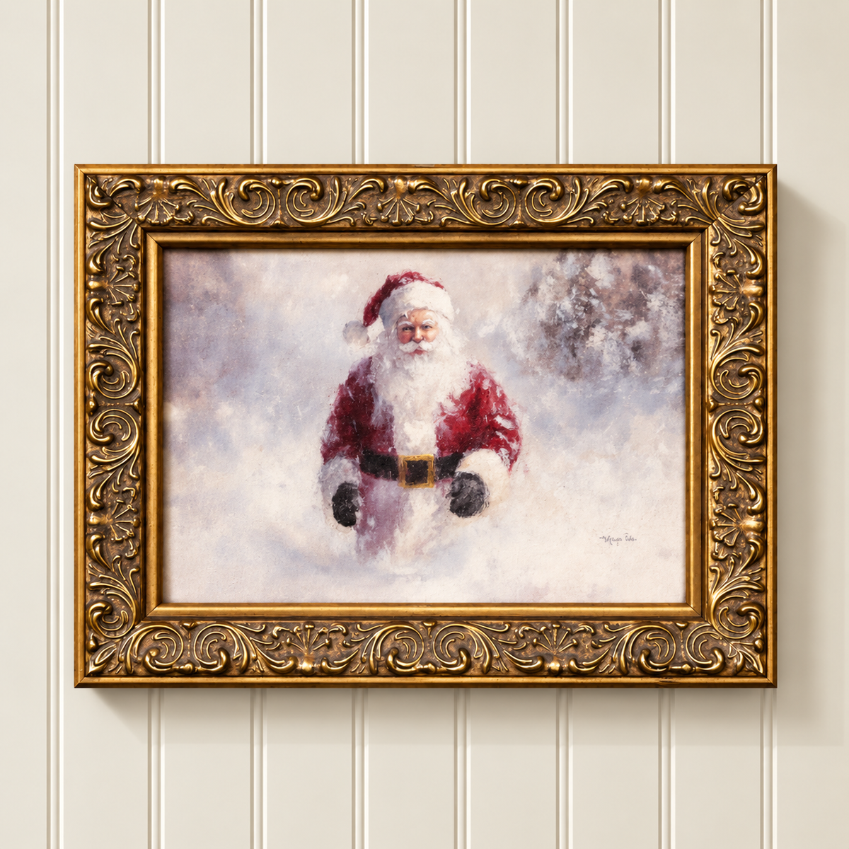Pere Noel Antique Brass Framed Wall Art