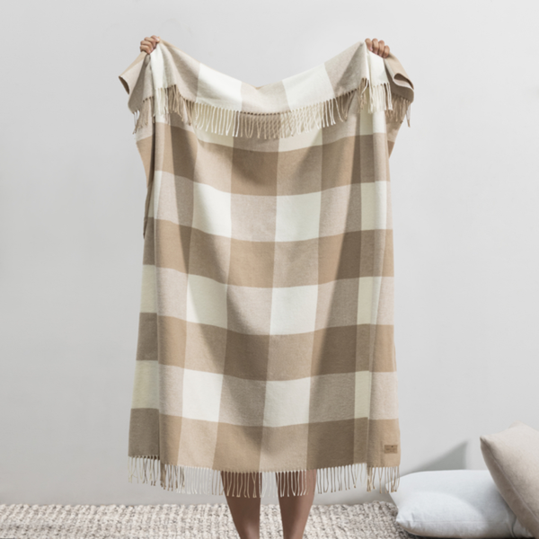 Buffalo Check Fringe Throw Blanket -  Dune