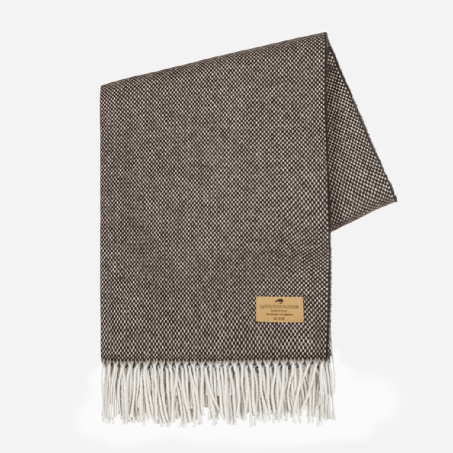 Basket Weave Cashmere Wool Throw Blanket - Espresso