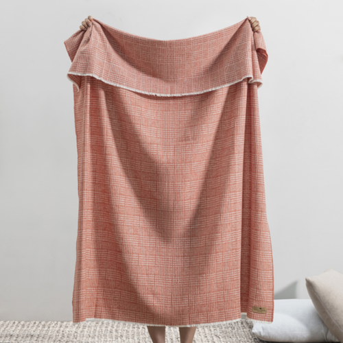 Plaid Check Cotton Throw Blanket - Spicy Orange