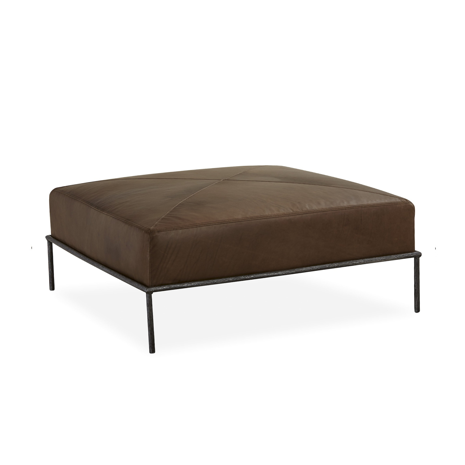 York 42" Square Ottoman - Stadler Toffee Leather