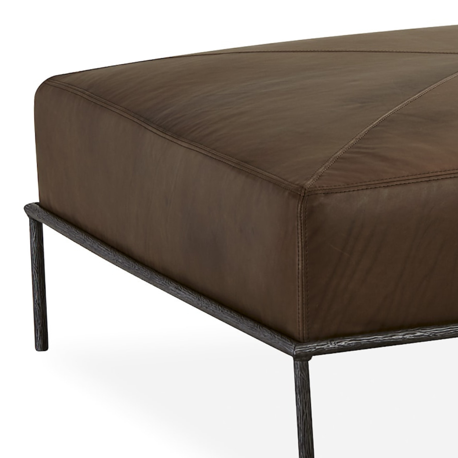York 42" Square Ottoman - Stadler Toffee Leather