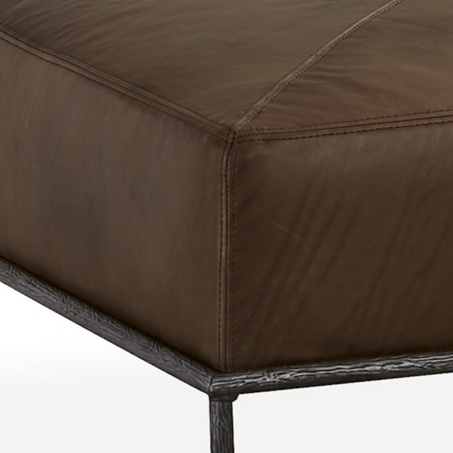 York 42" Square Ottoman - Stadler Toffee Leather