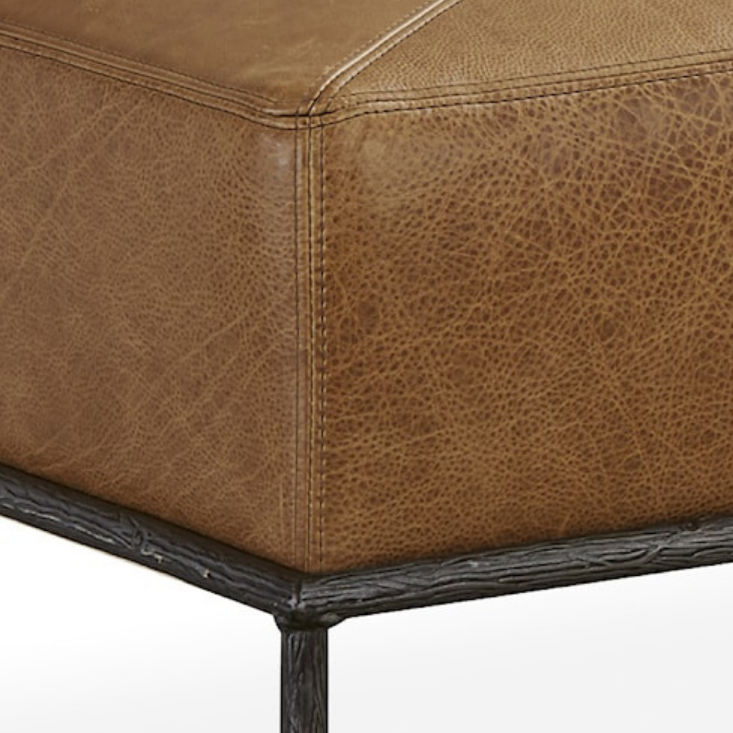 York 45" Rectangle Ottoman - Madrid Camel Leather