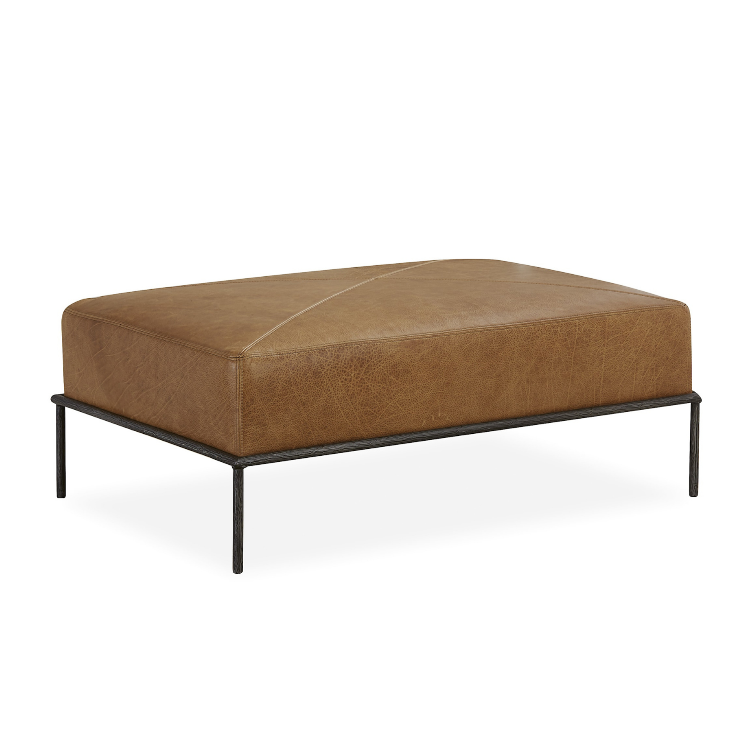 York 45" Rectangle Ottoman - Madrid Camel Leather