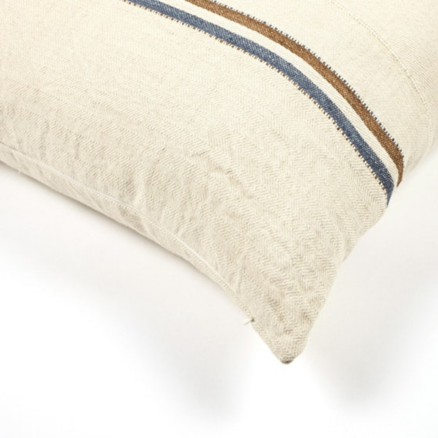 Costal Loft 25" Linen Toss Pillow - Brown/Blue Stripe