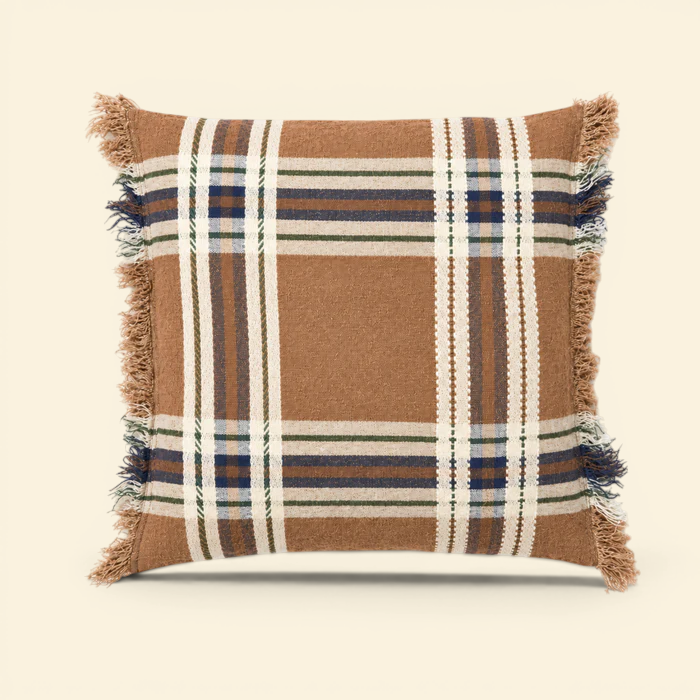 Homestead 25" Linen/Wool Blend Toss Pillow - Sable Check