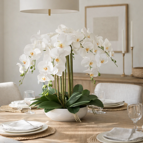 Artificial White Potted Orchid