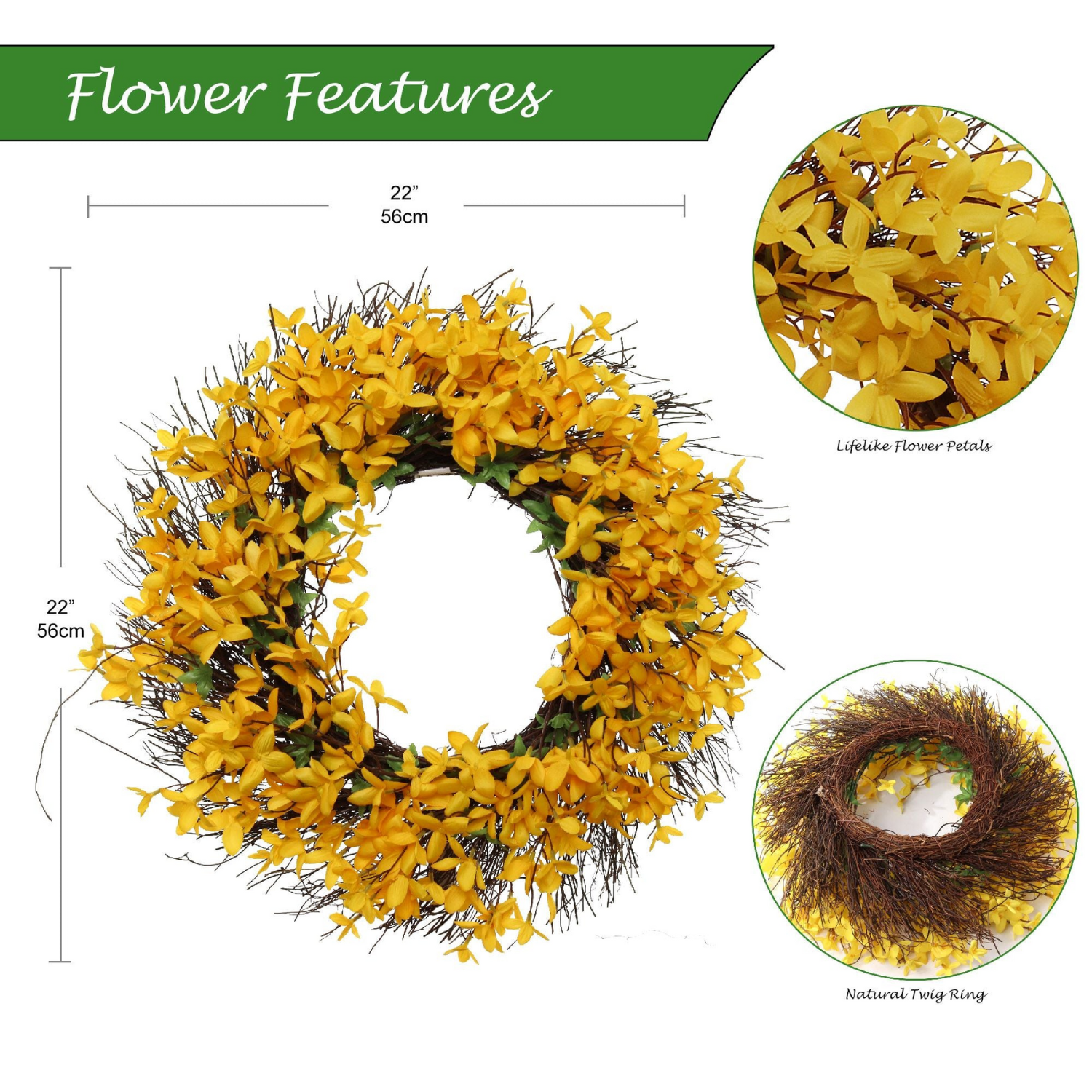 Artificial Yellow Forsythia Wreath