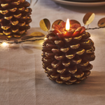 Pinecone LED Indoor Gold Battery Operated Candle