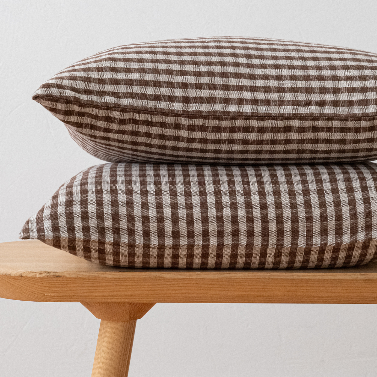 Gingham Linen Toss Pillow - Choco Natural
