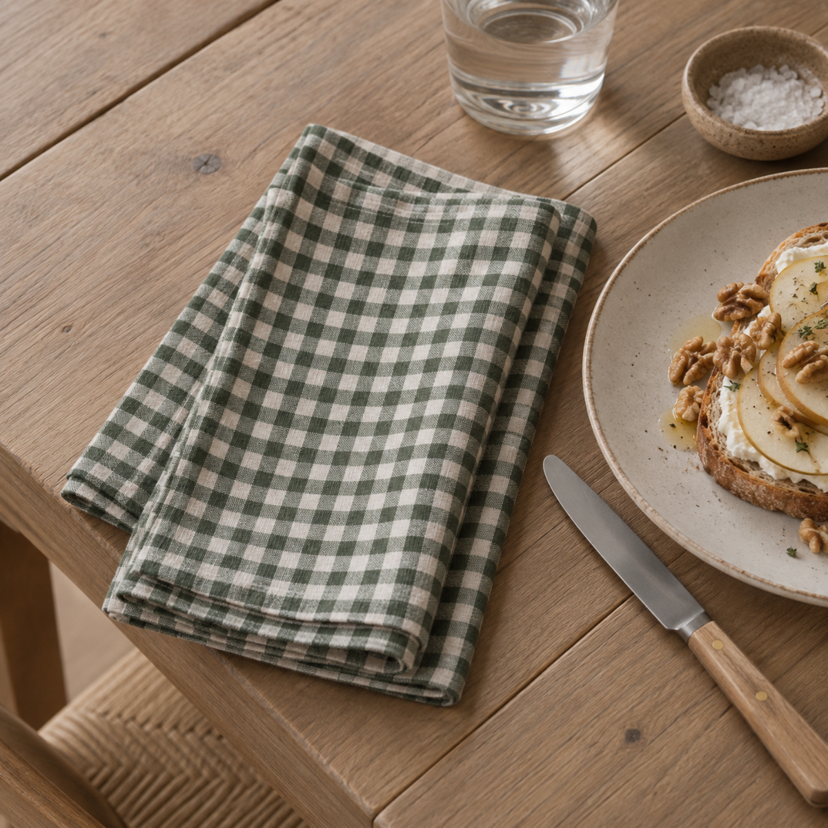 Gingham Linen Napkin - Forest Green (Set of 4)